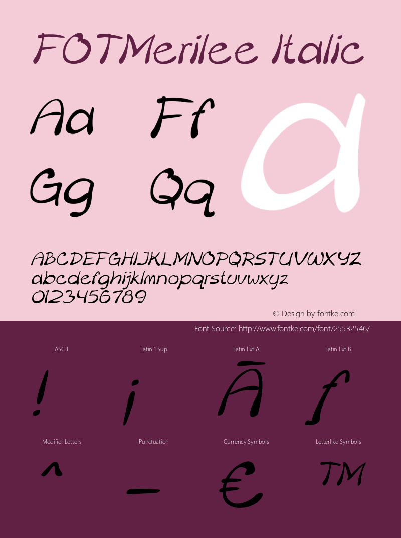 FOTMerileeItalic Version 1.500 Font Sample