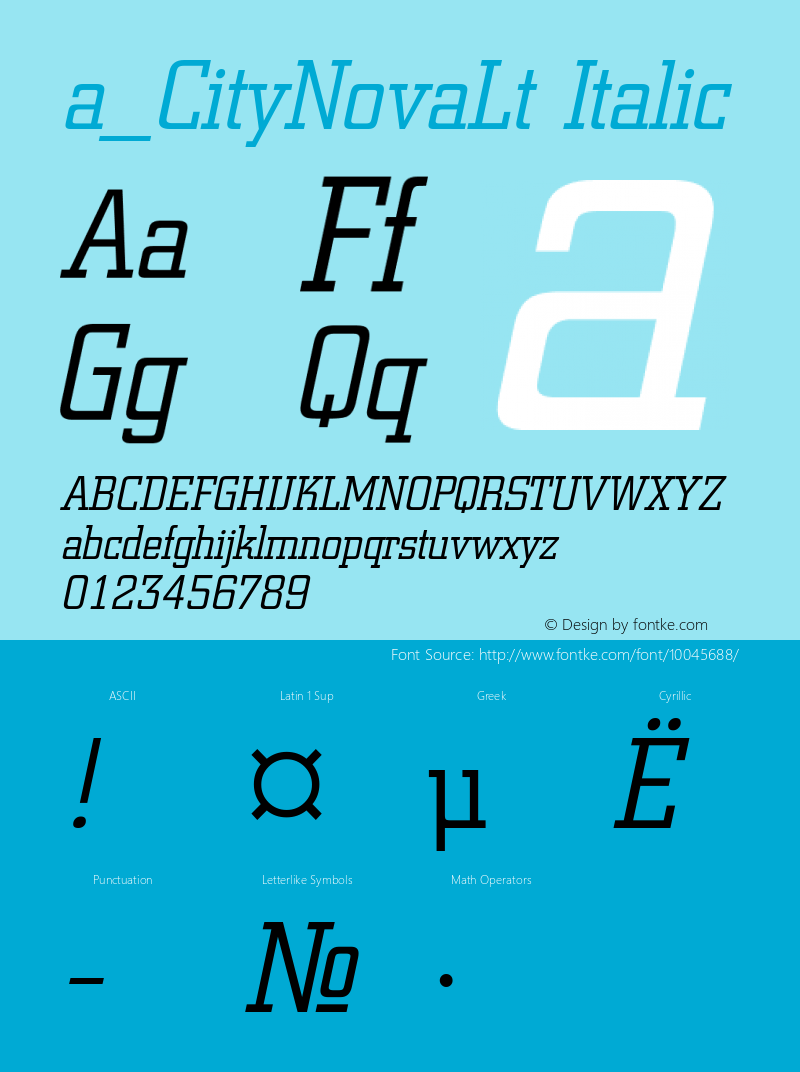 a_CityNovaLt Italic 01.03 Font Sample