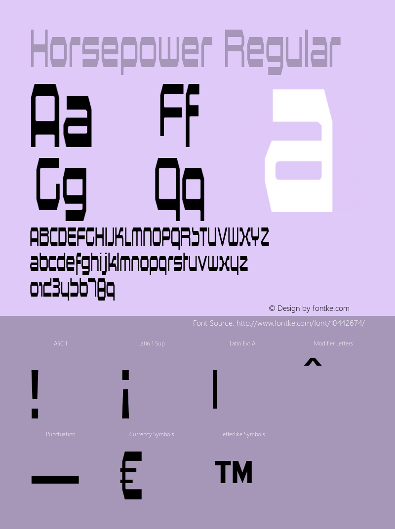 Horsepower Regular Version 4.001 Font Sample