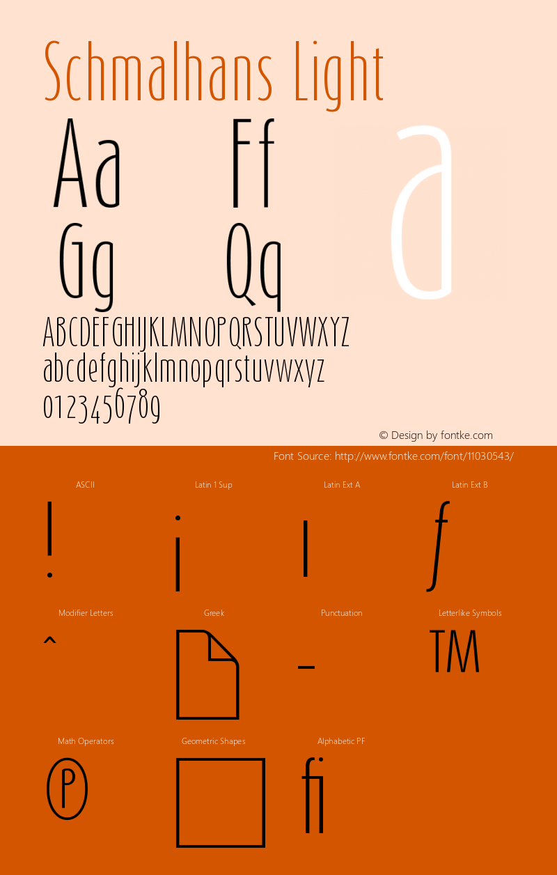 Schmalhans Light Version 001.000 Font Sample