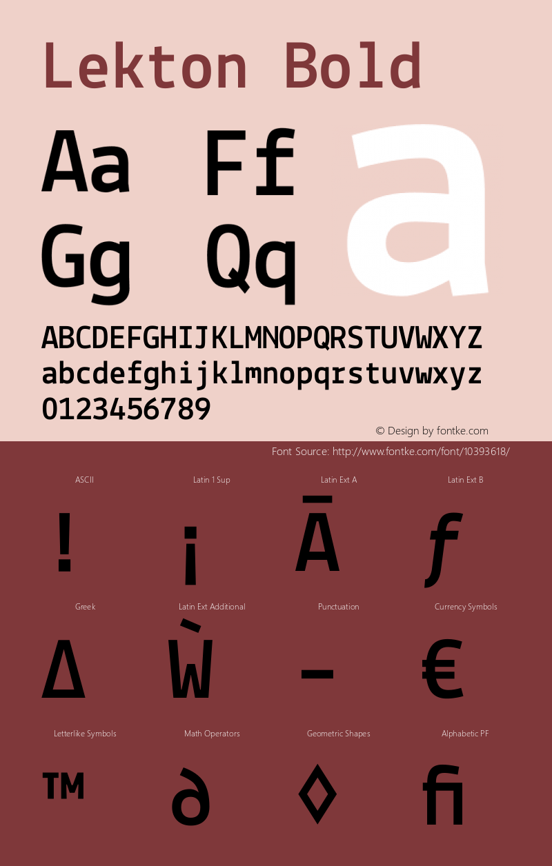 Lekton Bold Version 34.000 Font Sample