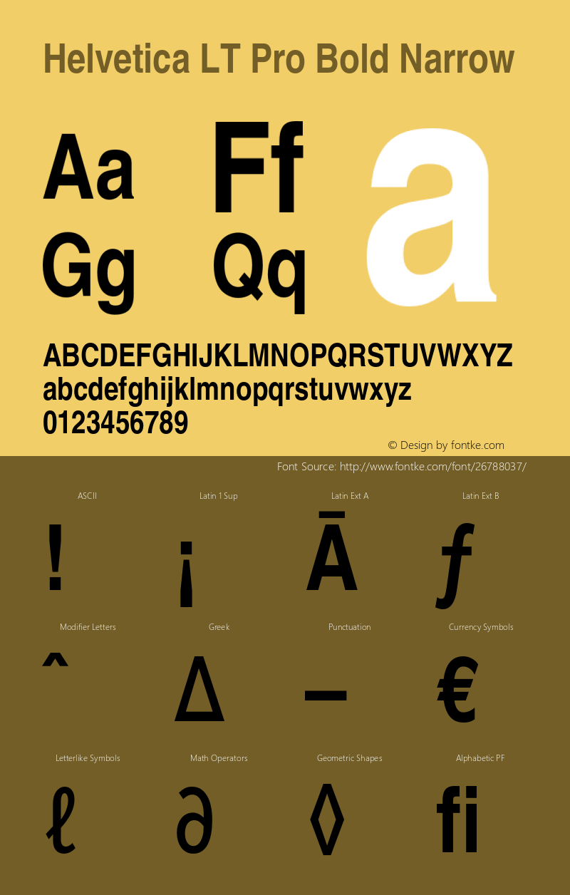 HelveticaLTPro-BdNarrow Version 2.000 Build 1000 Font Sample