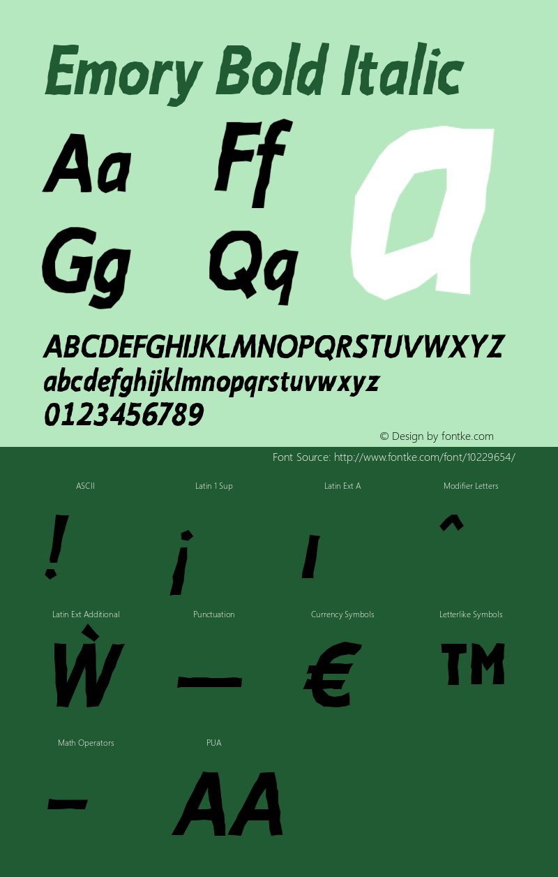 Emory Bold Italic Version 1.000 2005 initial release Font Sample