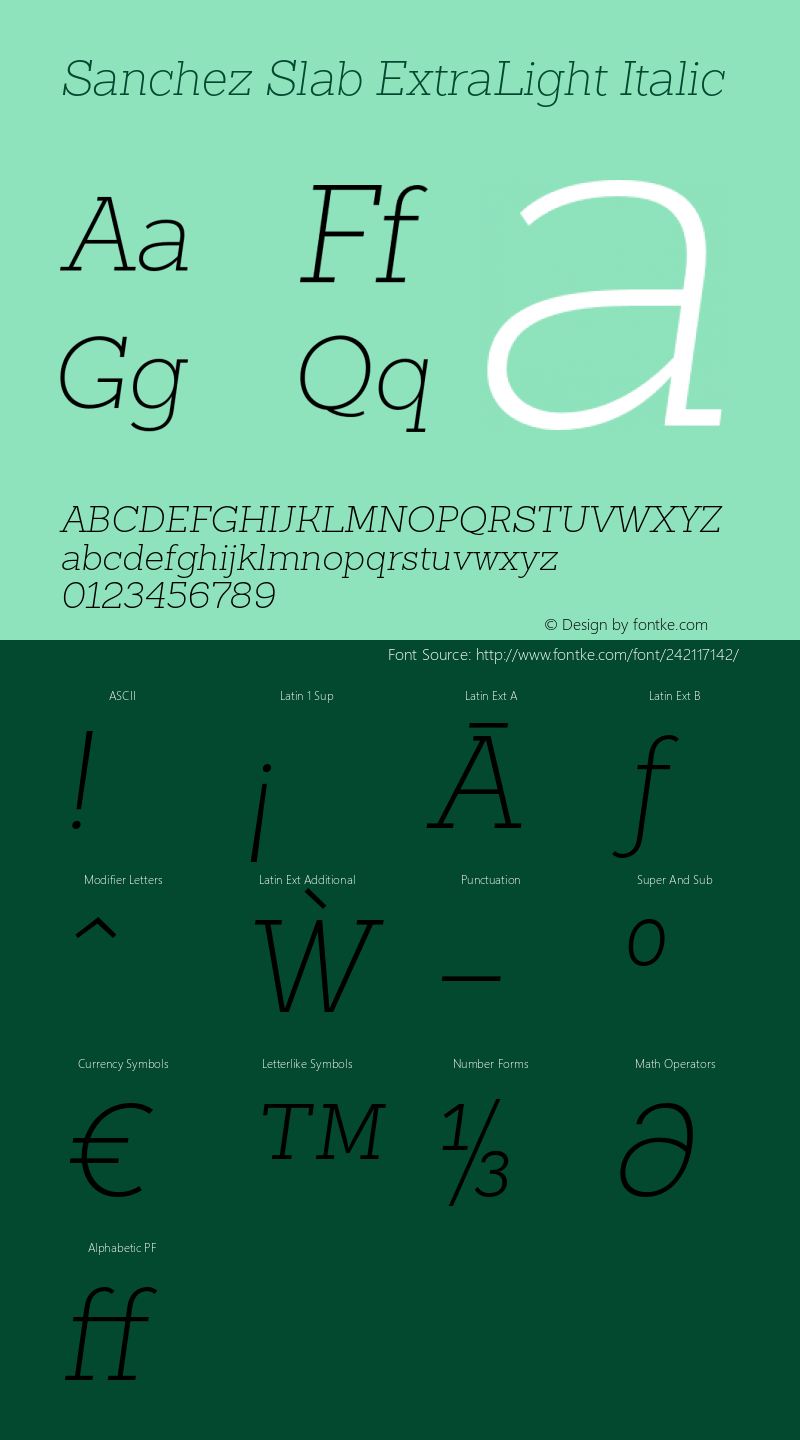 SanchezSlab-ExtraLighItalic Version 001.000图片样张