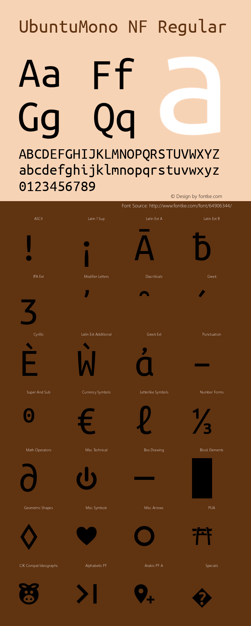 Ubuntu Mono Nerd Font Complete Mono Windows Compatible Version 0.80 Font Sample