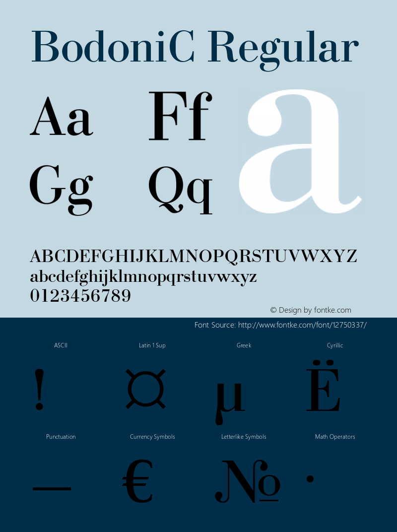 BodoniC Regular OTF 1.0;PS 001.000;Core 116;AOCW 1.0 161 Font Sample