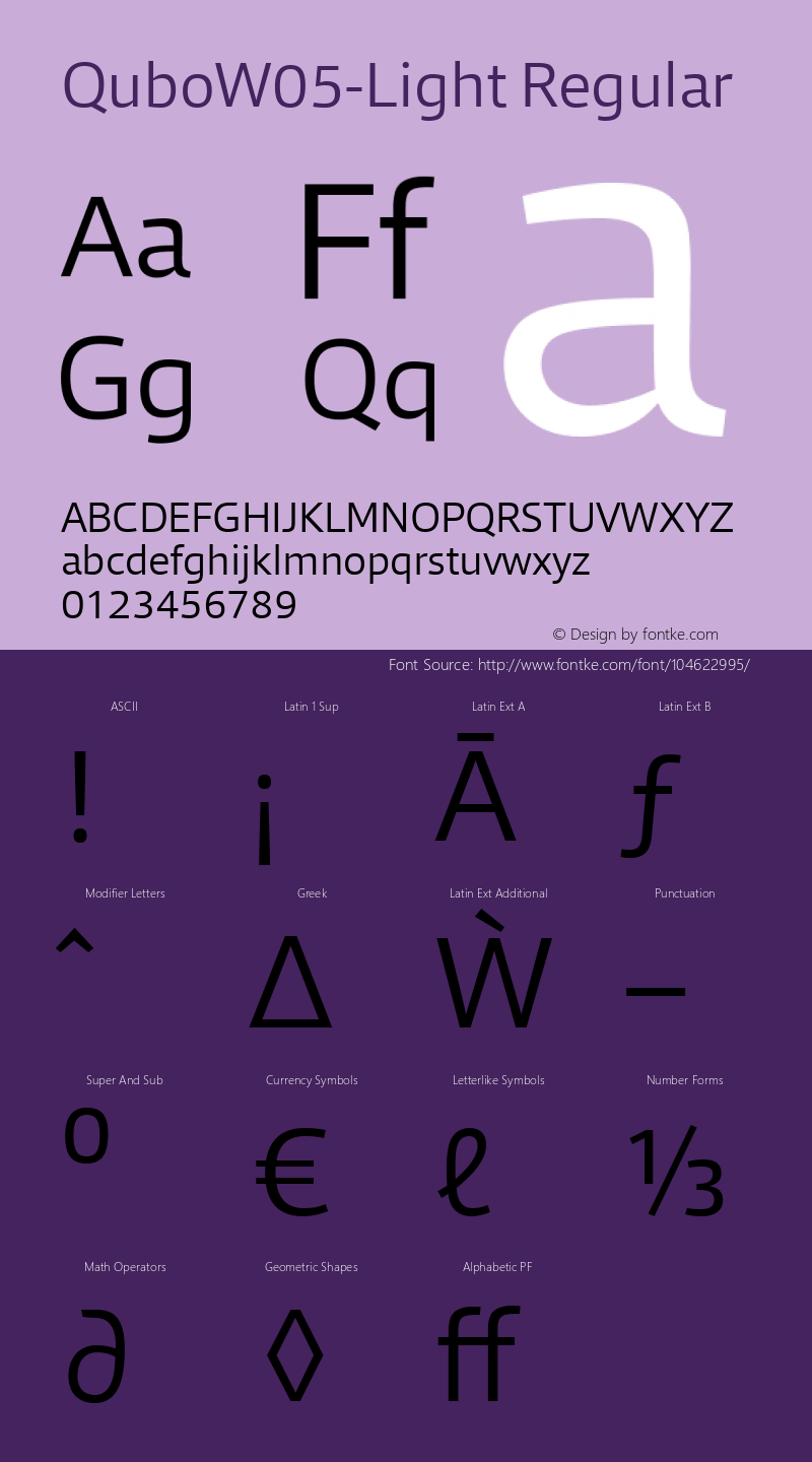 Qubo W05 Light Version 1.00 Font Sample