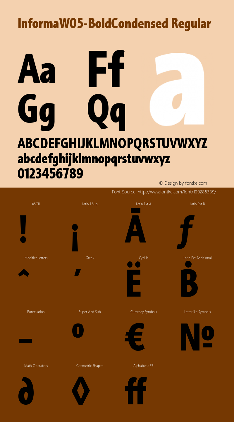 Informa W05 Bold Condensed Version 1.00 Font Sample