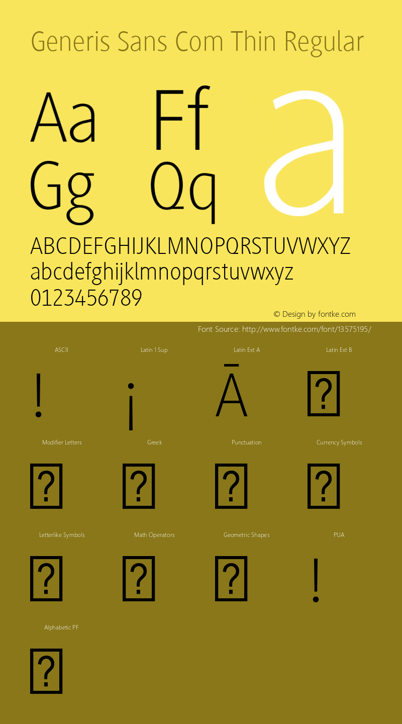 Generis Sans Com Thin Regular Version 1.01 Font Sample