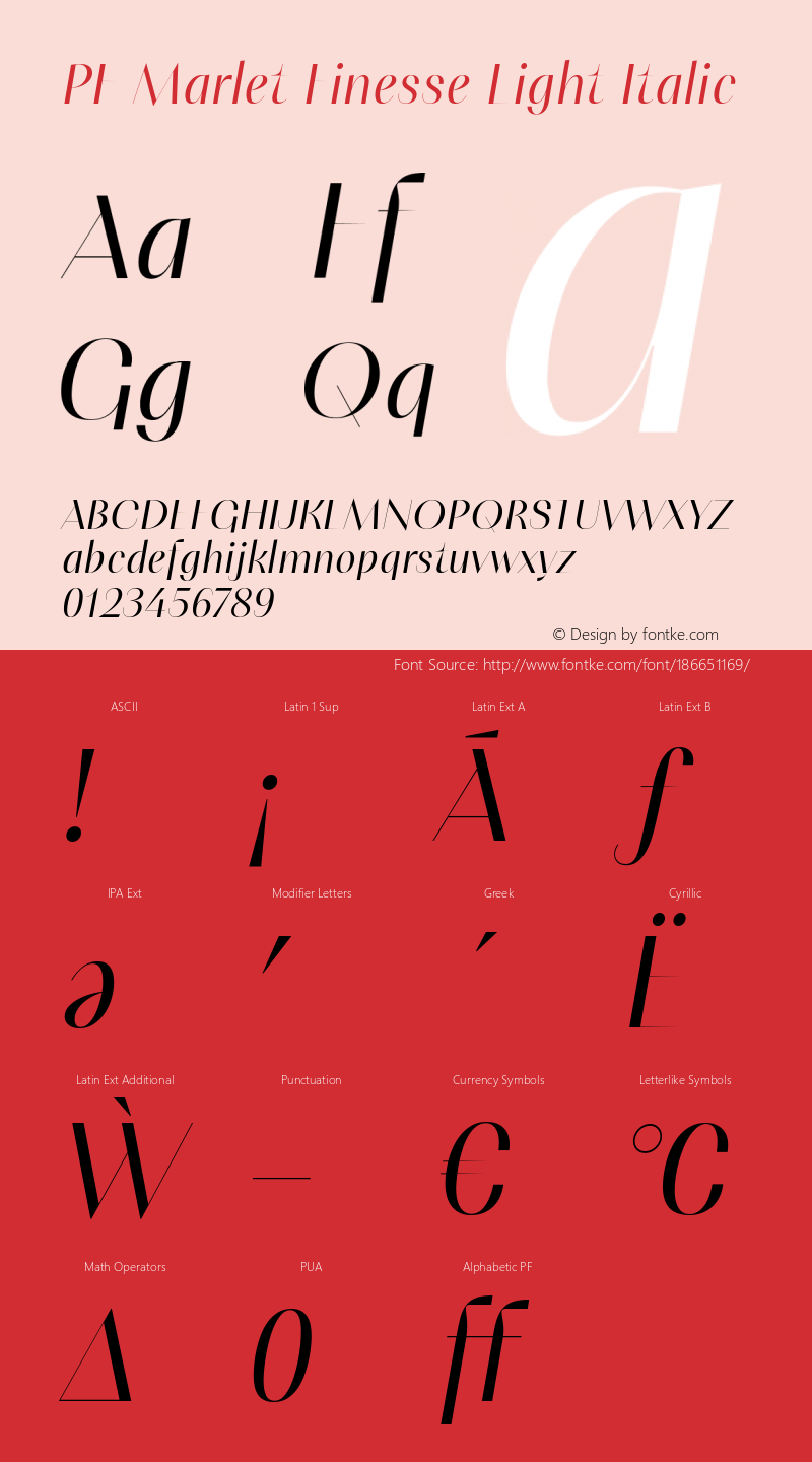 PF Marlet Finesse Light Italic Version 1.000图片样张