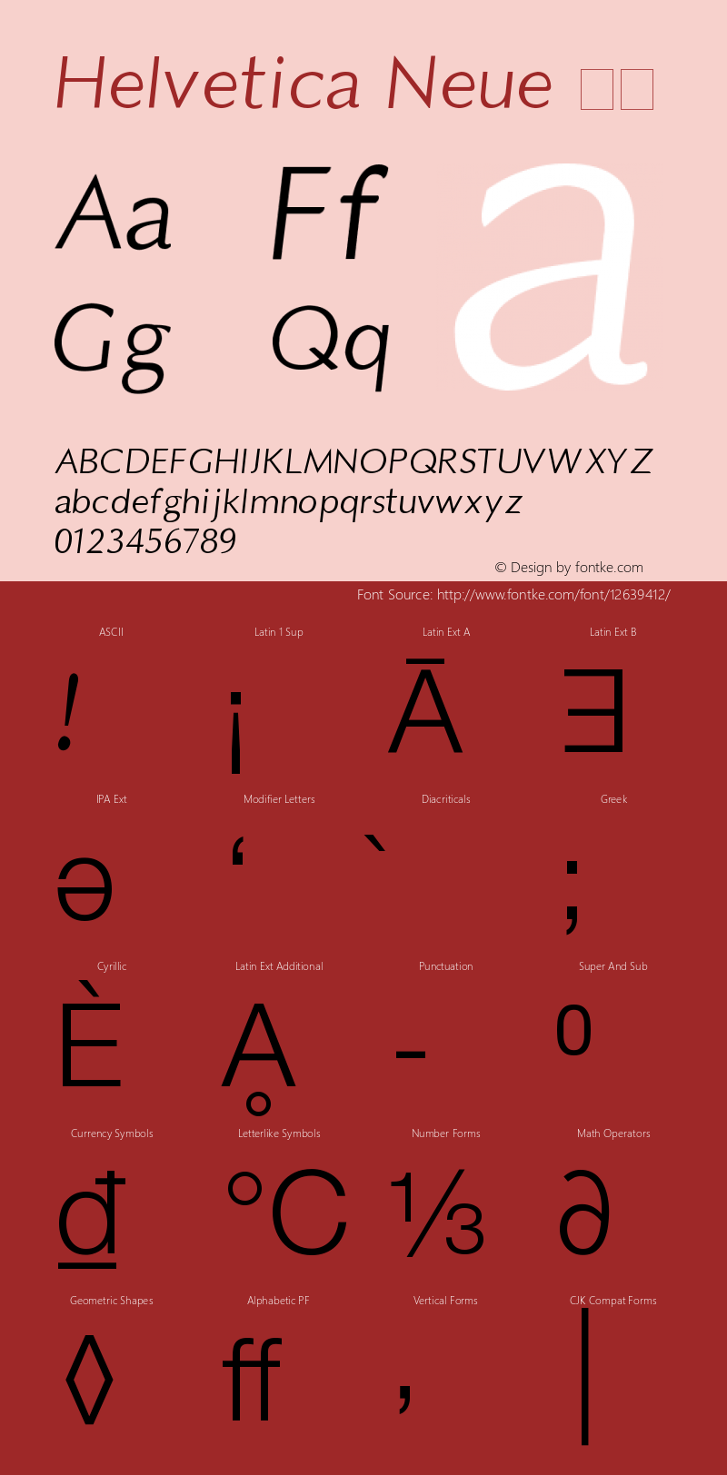 Helvetica Neue 细体 10.0d39e2 Font Sample