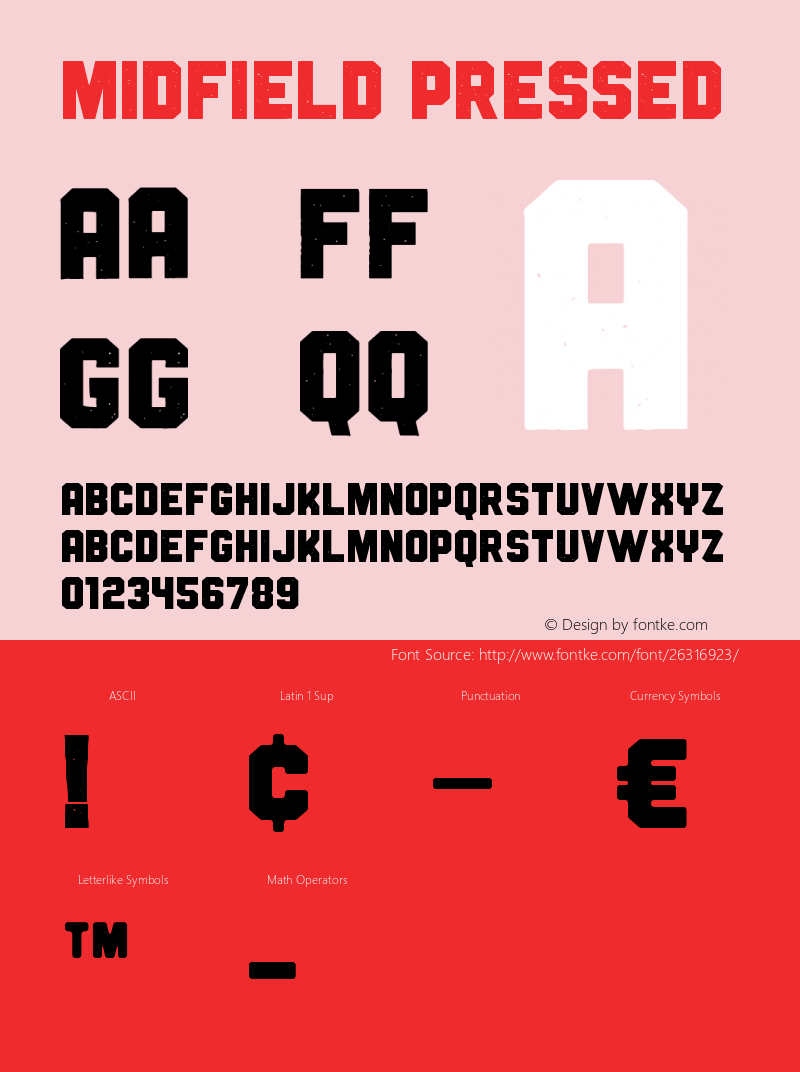 Midfield-Pressed Version Version 1.001 Font Sample