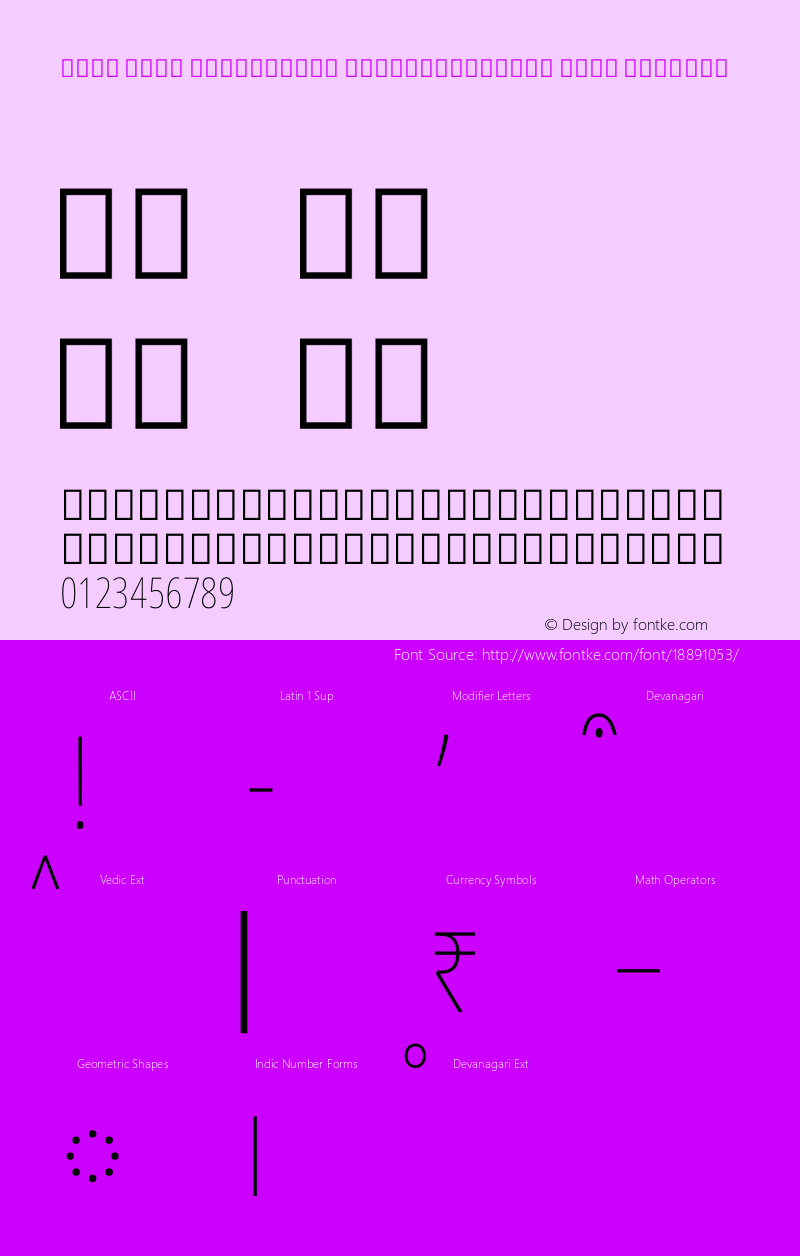 Noto Sans Devanagari ExtraCondensed Thin Regular Version 1.901 Font Sample