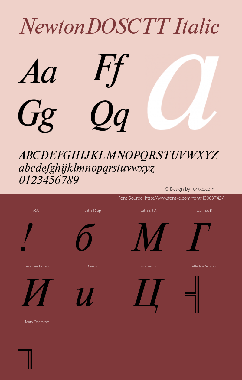 NewtonDOSCTT Italic TrueType Maker version 3.00.00 Font Sample