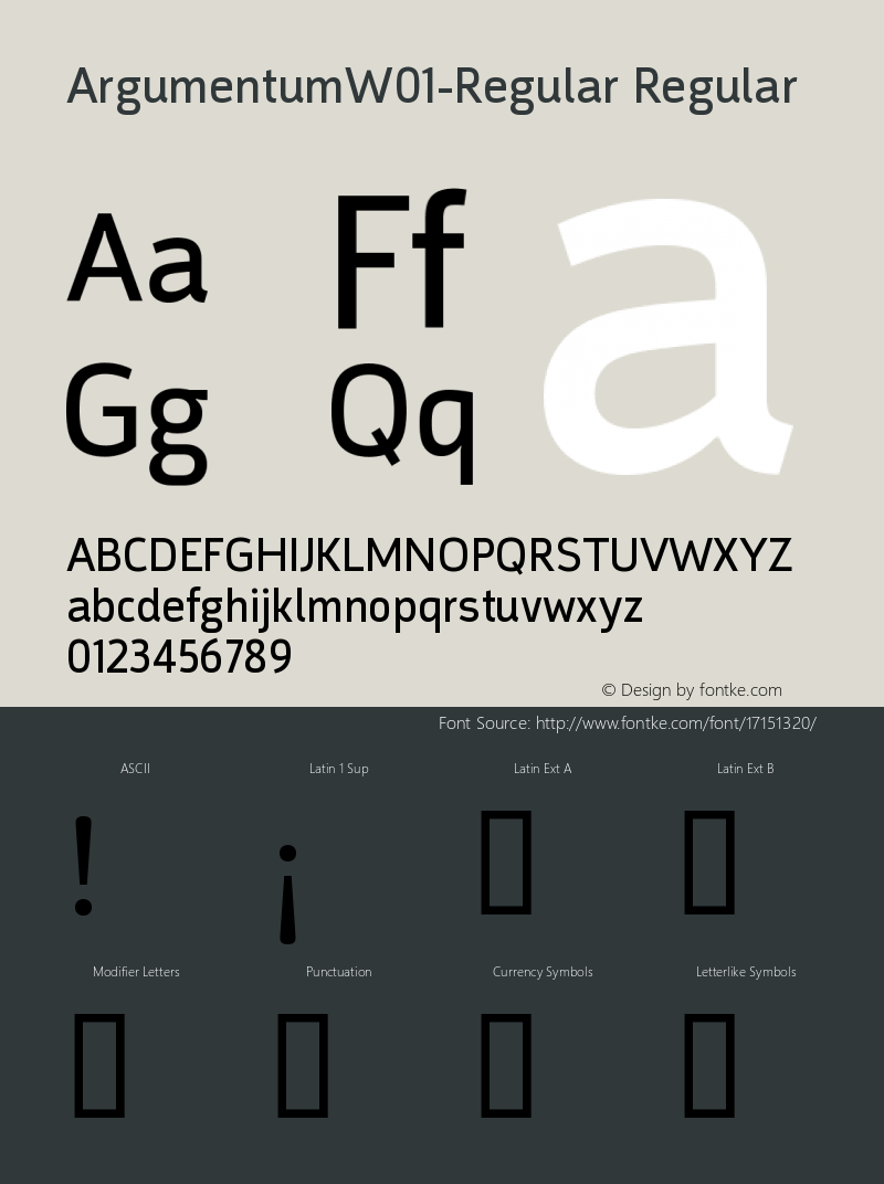 ArgumentumW01-Regular Regular Version 2.00 Font Sample