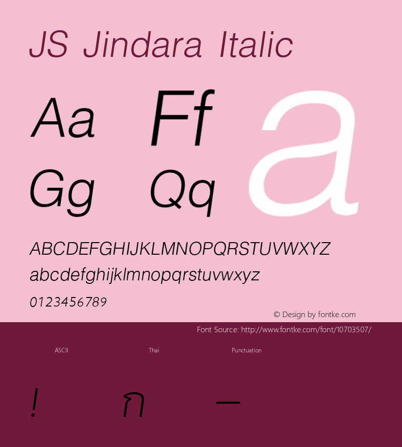 JS Jindara Italic Version 1.1; 2001 Font Sample