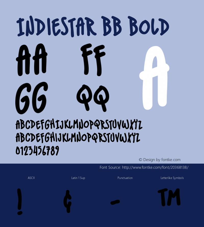 IndieStarBB-Bold Version 1.000 Font Sample