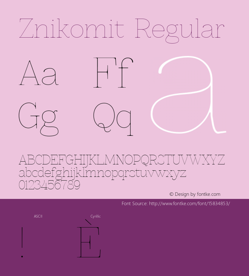 Znikomit Regular Version 0.53 ; ttfautohint (v1.4.1) Font Sample