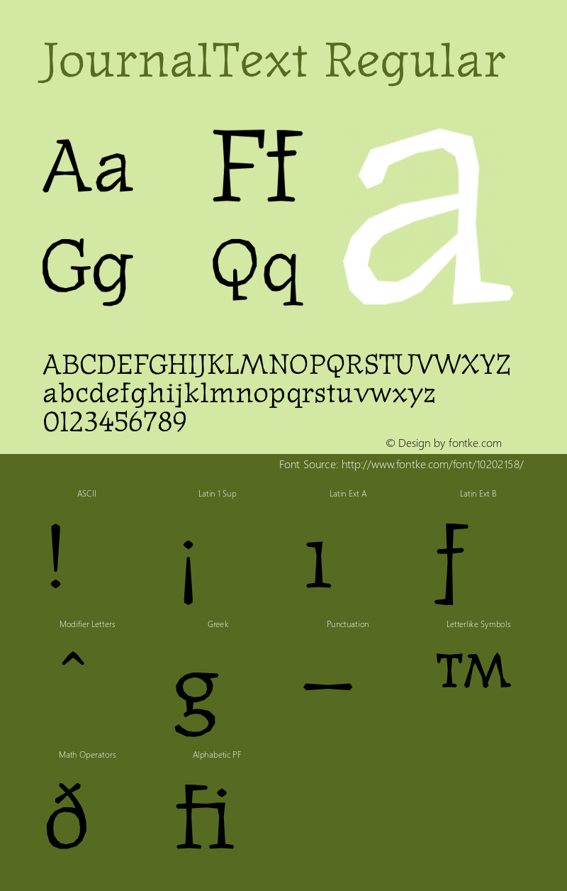 JournalText Regular 001.000 Font Sample