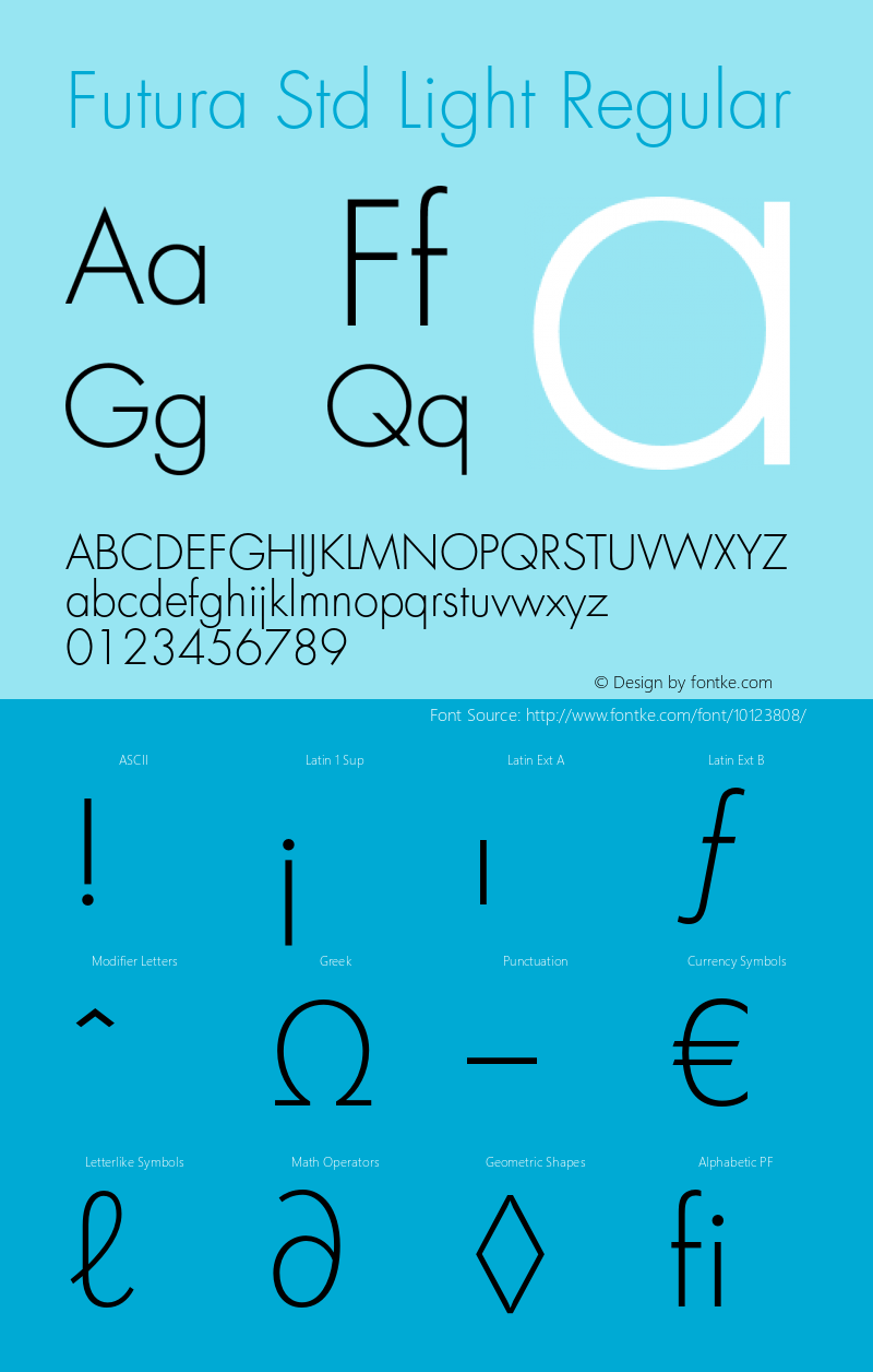 Futura Std Light Regular OTF 1.029;PS 001.002;Core 1.0.33;makeotf.lib1.4.1585 Font Sample