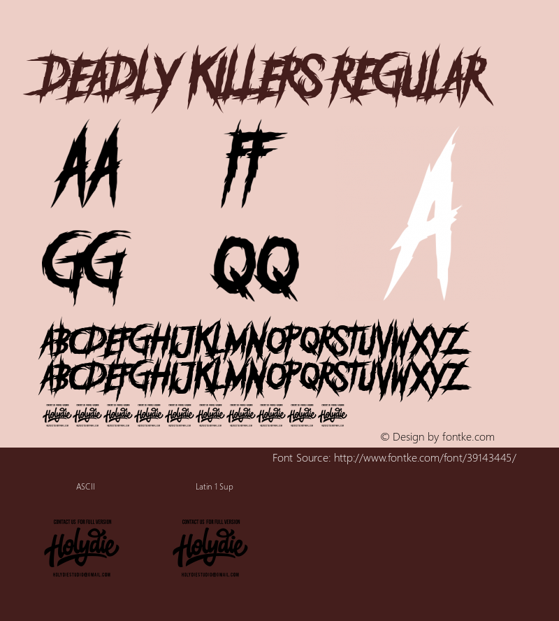 DEADLY KILLERS Version 1.00; Font Sample