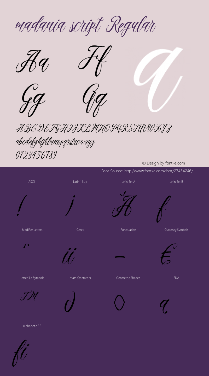 madania script Version 1.000 Font Sample