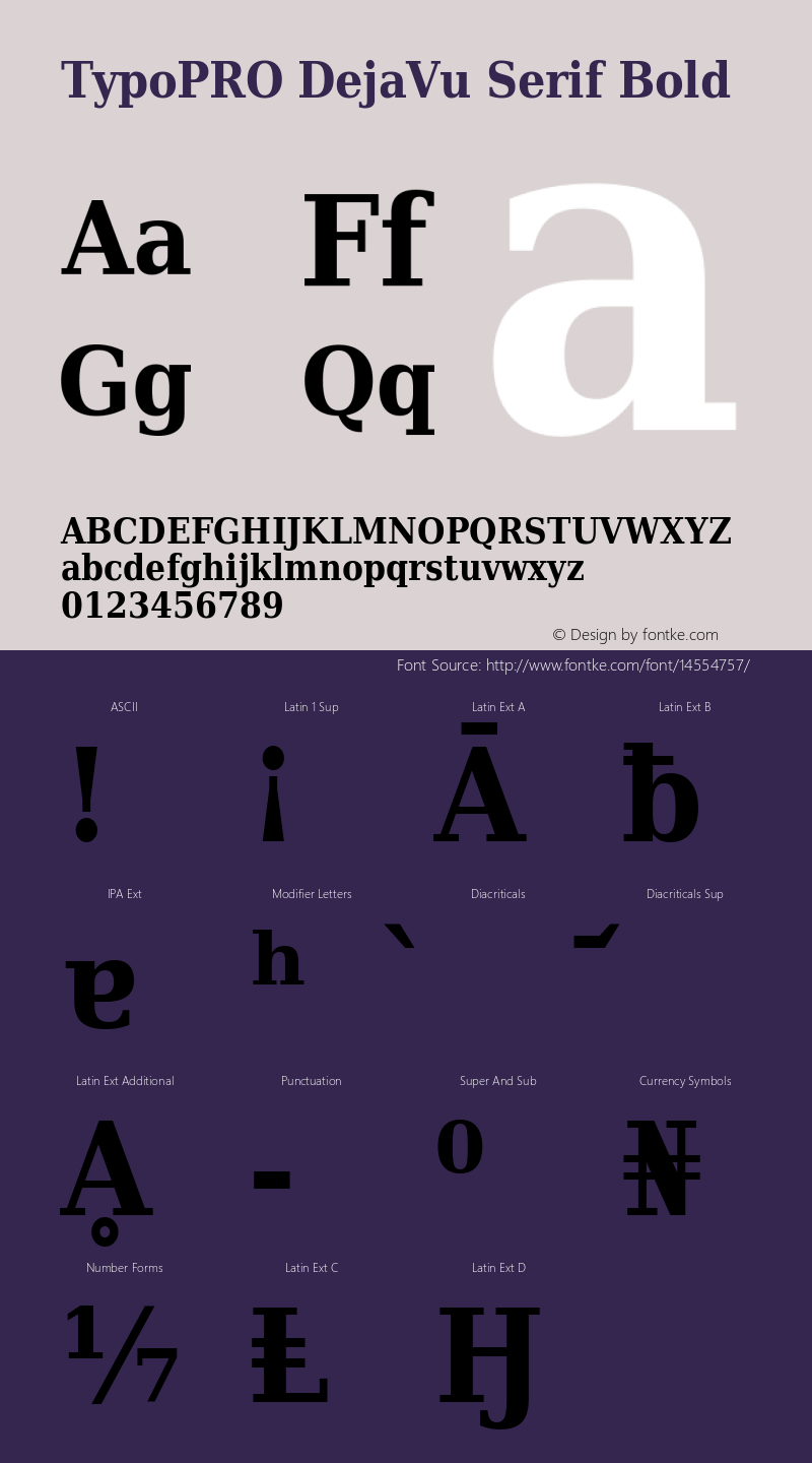 TypoPRO DejaVu Serif Bold Version 2.34 Font Sample