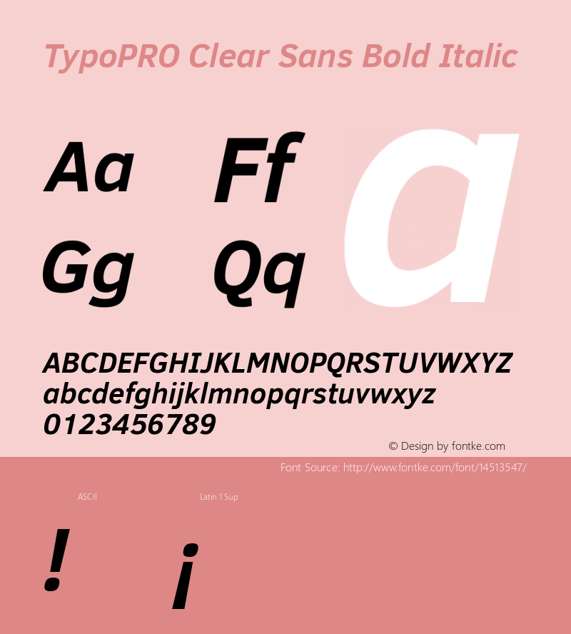 TypoPRO Clear Sans Bold Italic Version 1.00 Font Sample