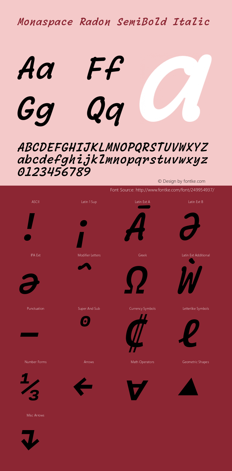 Monaspace Radon SemiBold Italic Version 1.000 (Monaspace Radon)图片样张