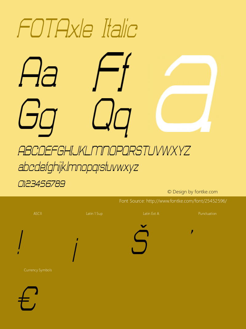 FOTAxle-Italic Version 1.000 Font Sample