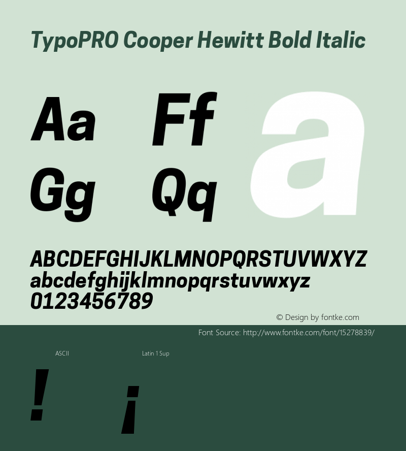 TypoPRO Cooper Hewitt Bold Italic 1.000 Font Sample