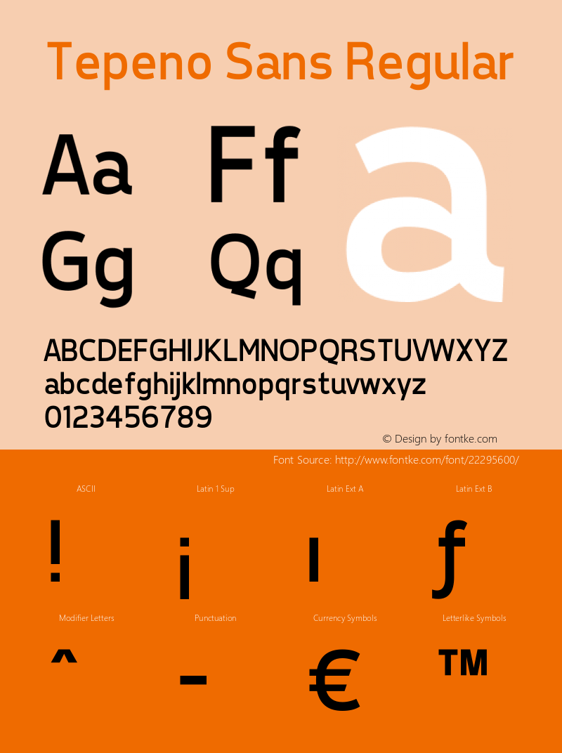 Tepeno Sans Regular v1.15 - 6/2/2012 Font Sample