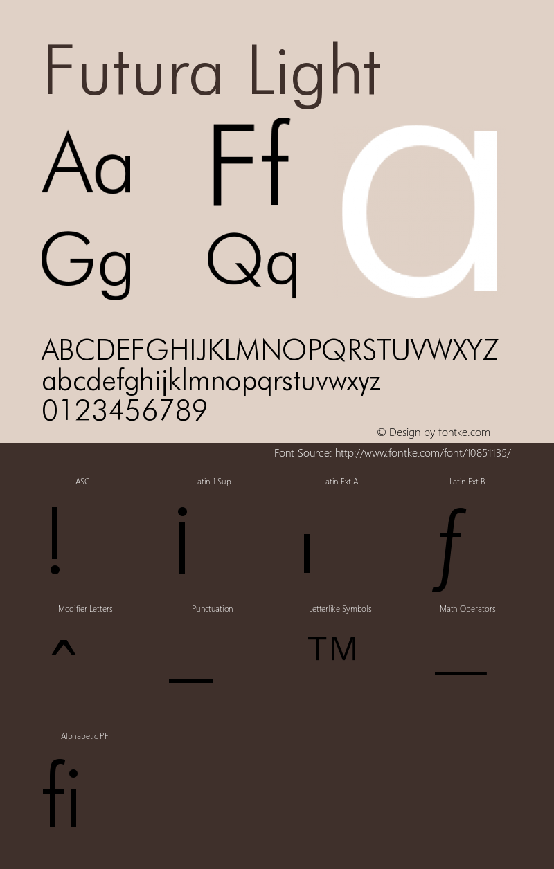 Futura Light Version 003.001 Font Sample