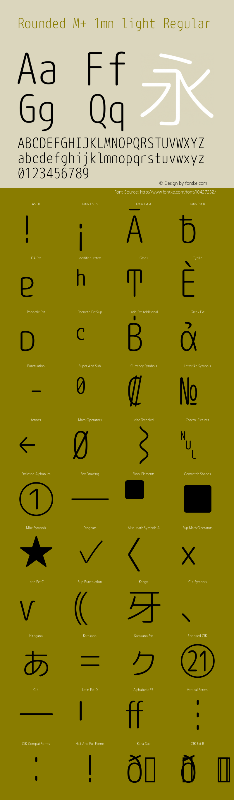 Rounded M+ 1mn light Regular Version 1.046.20120229 Font Sample