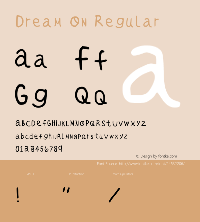 Dream On Regular Version 001.000 Font Sample