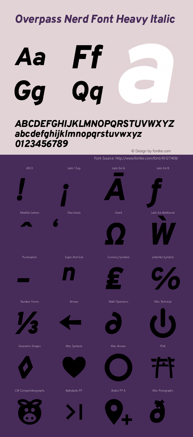 Overpass Heavy Italic Nerd Font Complete Version 3.000;DELV;Overpass Font Sample