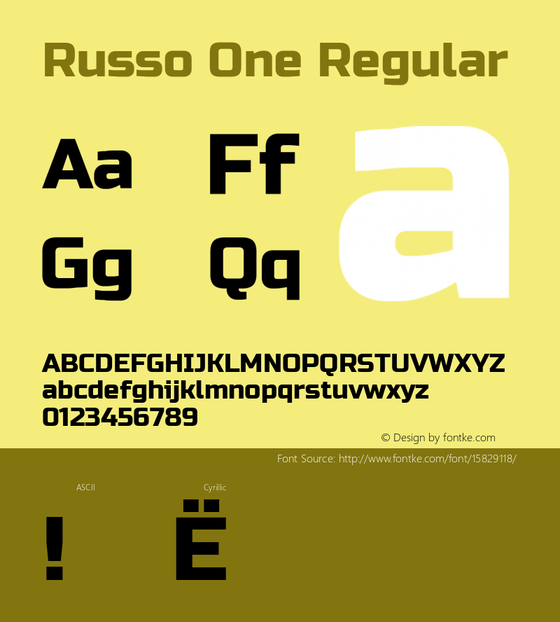 Russo One Regular Version 1.000 Font Sample