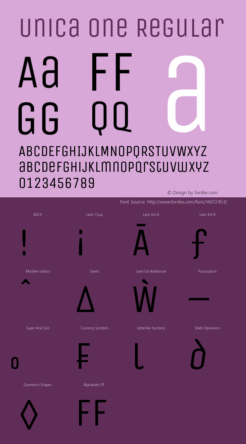 Unica One Regular Version 1.001 Font Sample