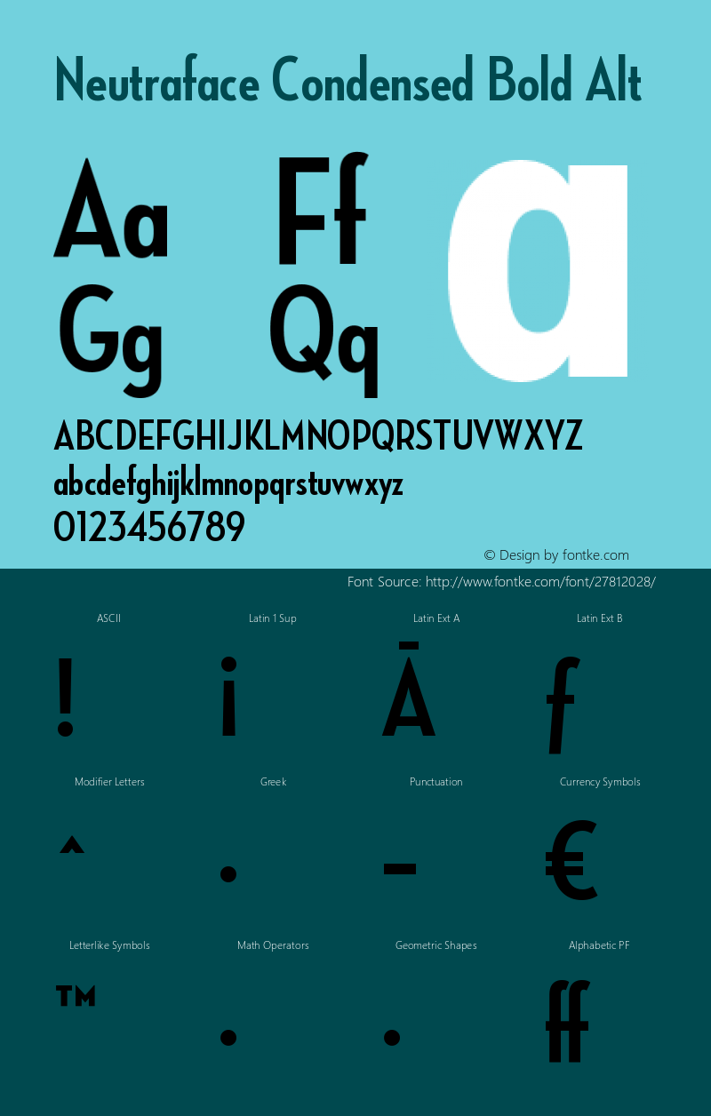 NeutrafaceCondensed-BoldAlt Version 1.000;PS 001.001;hotconv 1.0.38 Font Sample