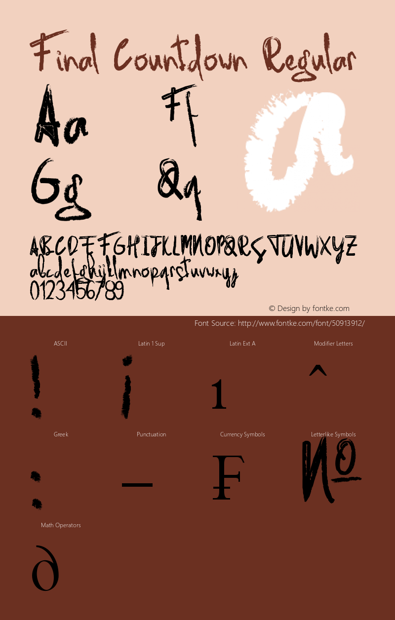 Final Countdown Version 1.00;August 23, 2018;FontCreator 11.5.0.2422 64-bit Font Sample