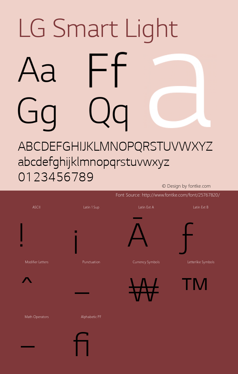 LG Smart Light Light Version 1.001 Font Sample