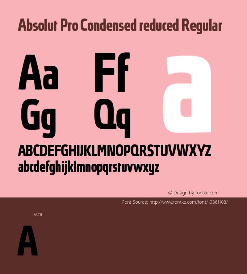 Absolut Pro Condensed reduced Regular Version 3.003 Font Sample