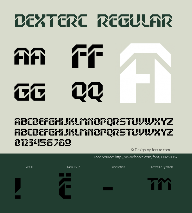 DexterC Regular Macromedia Fontographer 4.1 18.06.97 Font Sample