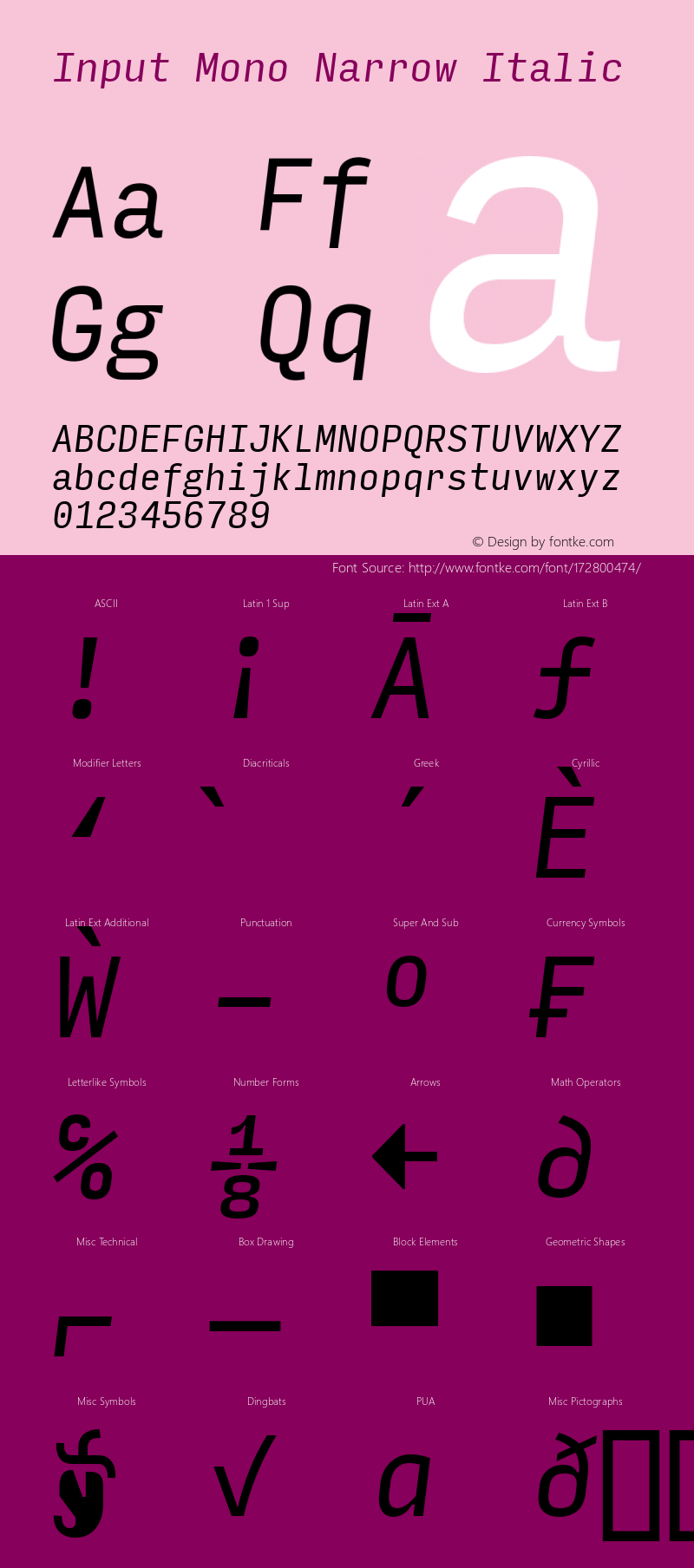 InputMonoNarrow Italic Version 0.000;PS 0.0;hotconv 1.0.72;makeotf.lib2.5.5900图片样张