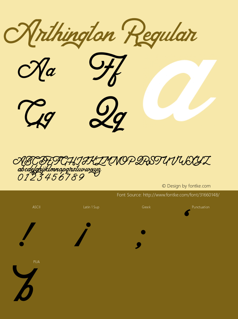 Arthington Version 1.00;March 11, 2019;FontCreator 11.5.0.2422 64-bit Font Sample