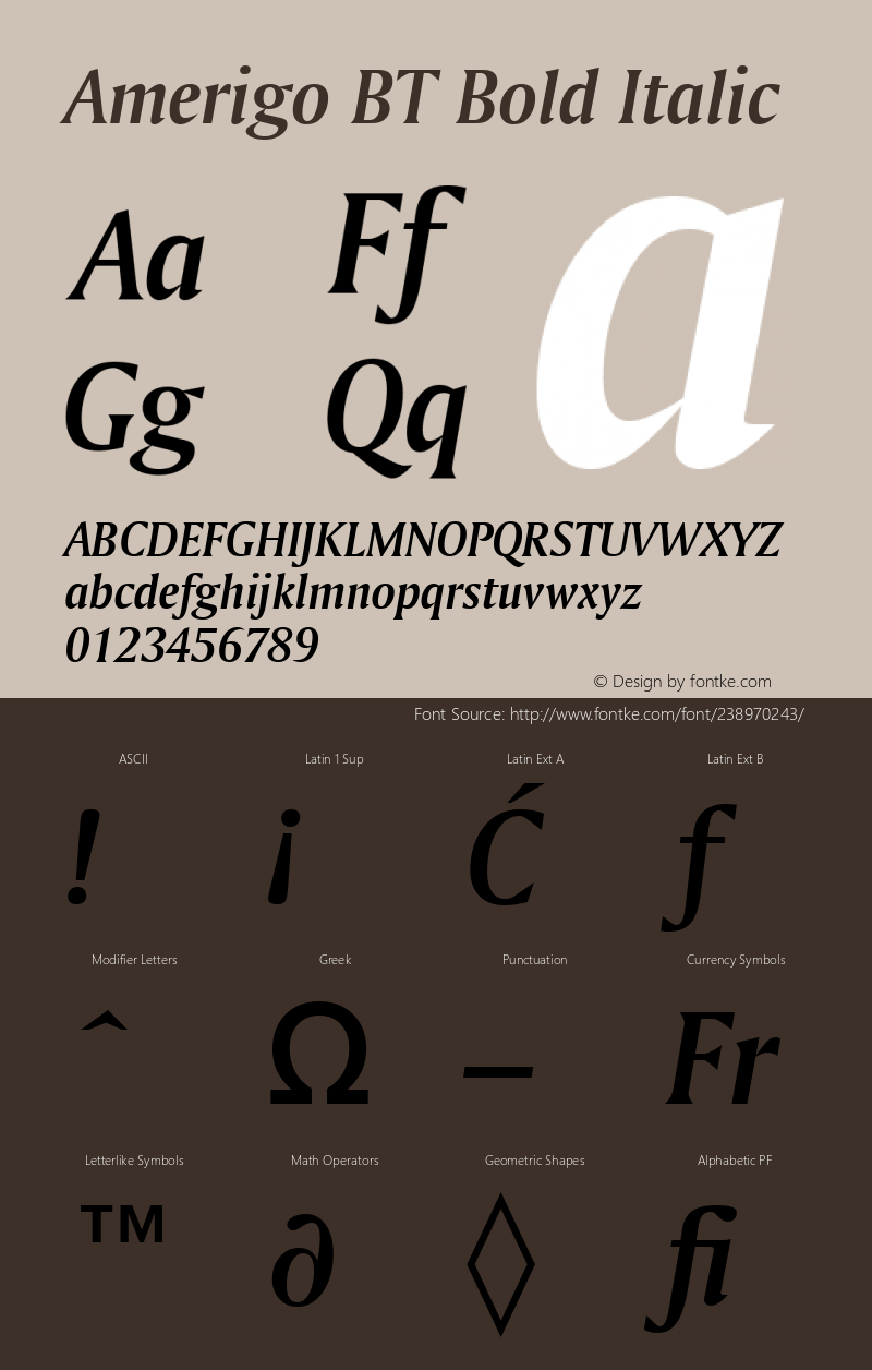 Amerigo BT Bold Italic Version 1.01 emb4-OT图片样张