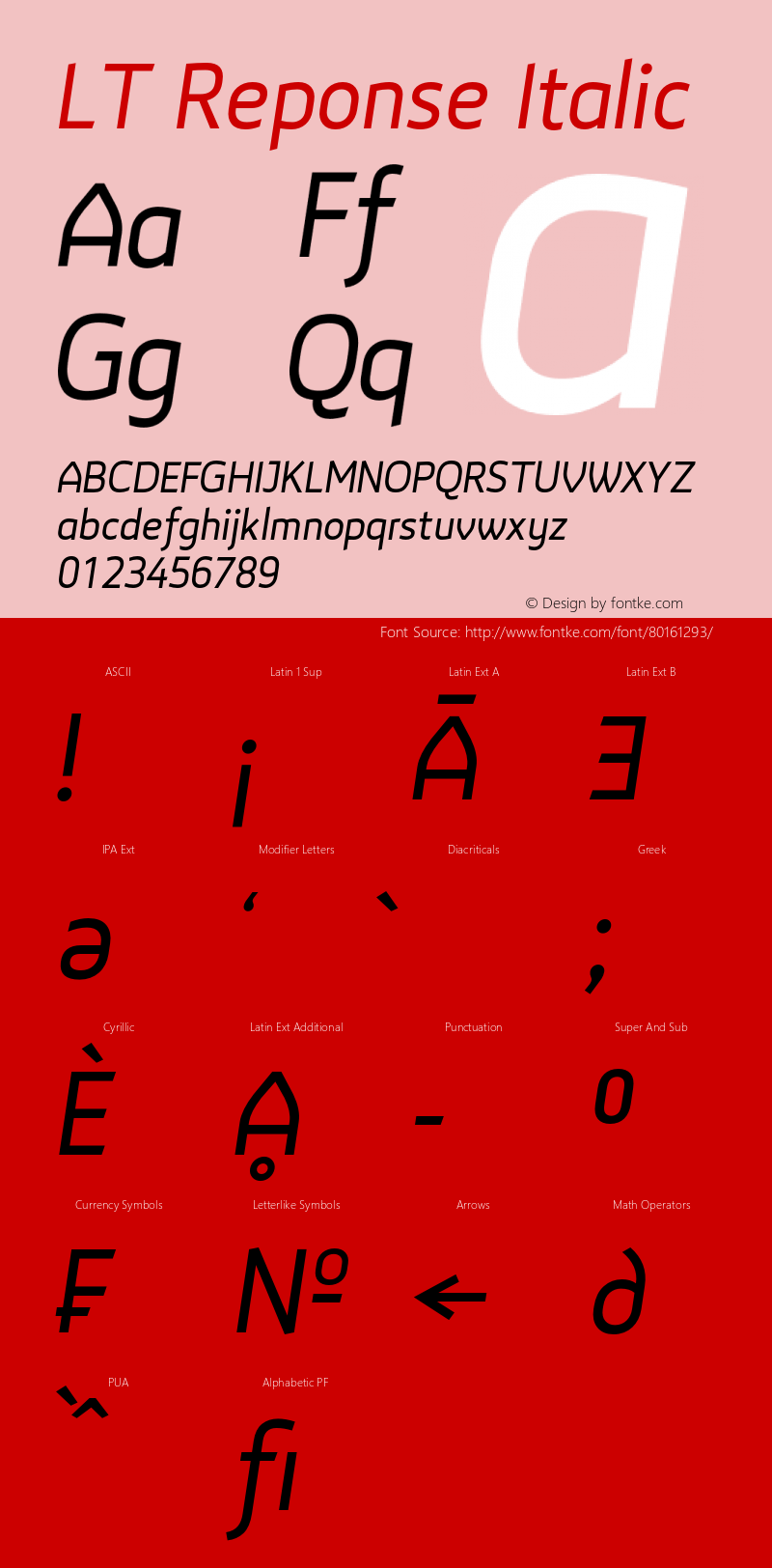 LTReponseItalic Version 1.00 August 4, 2020, initial release Font Sample