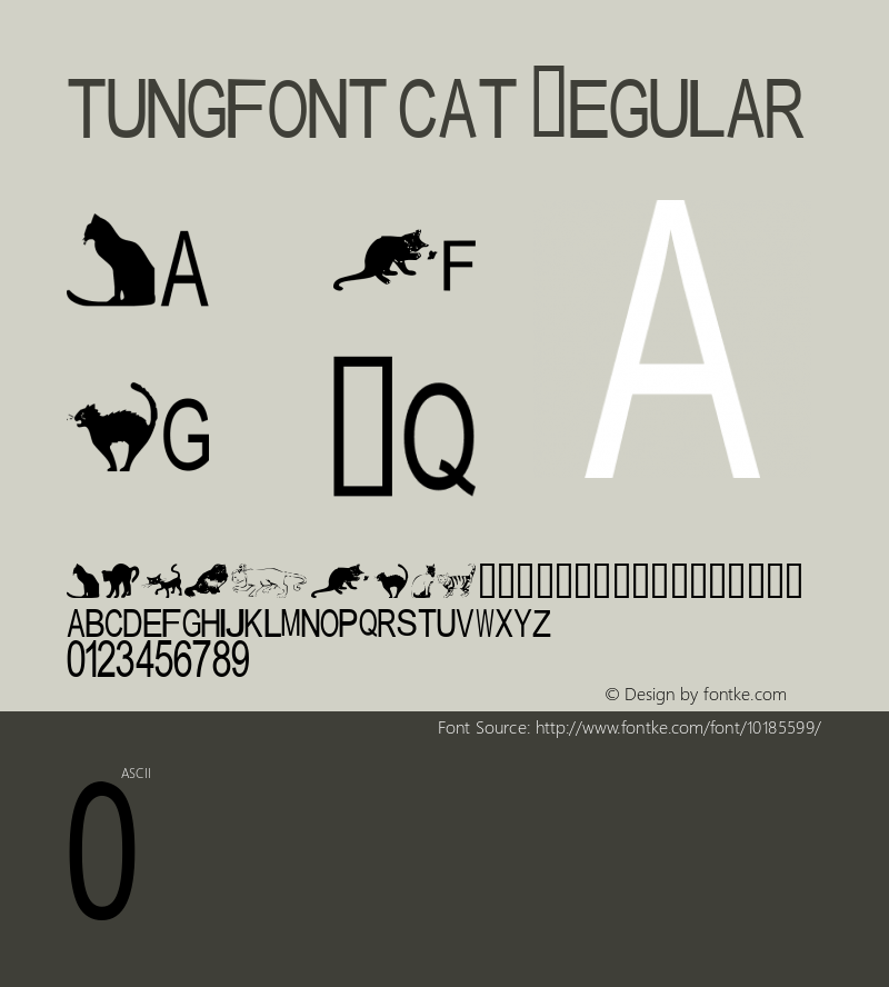 tungfont cat Regular 2000; 1.1, initial release Font Sample