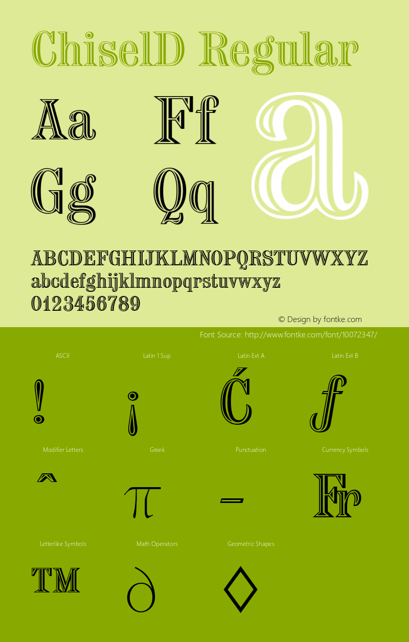 ChiselD Regular Version 001.005 Font Sample