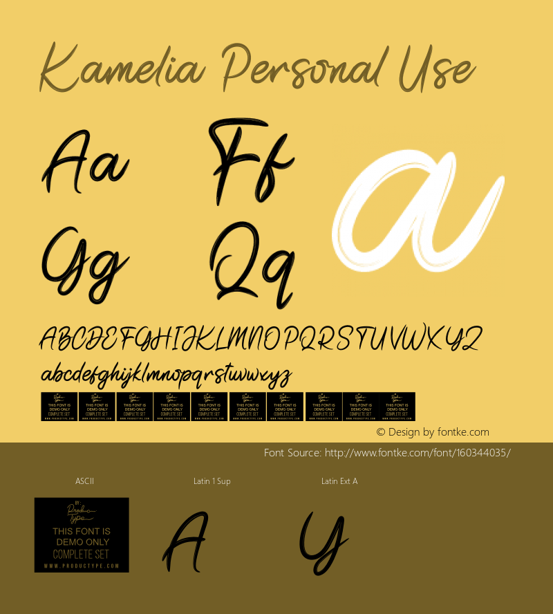 Kamelia Personal Use Version 1.001;Fontself Maker 3.5.3 Font Sample